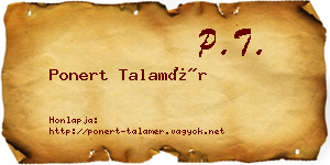 Ponert Talamér névjegykártya